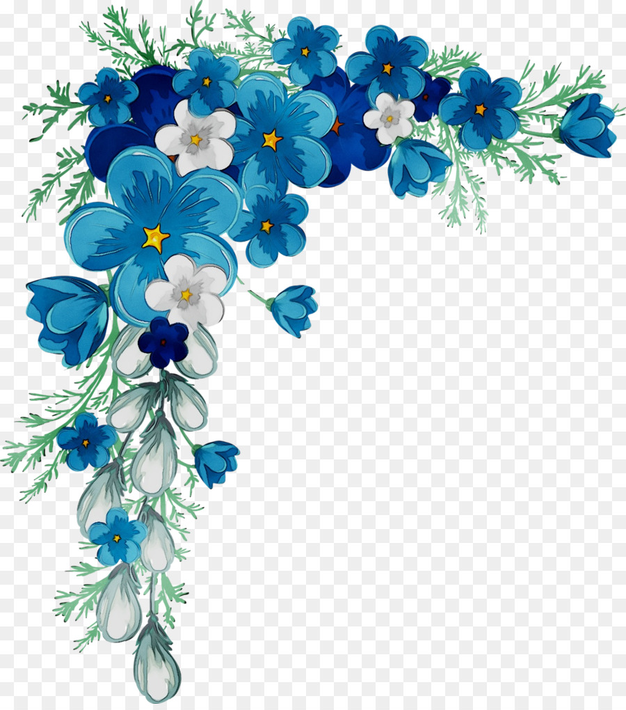  Bunga  Biru  Perbatasan Dan Frame gambar png
