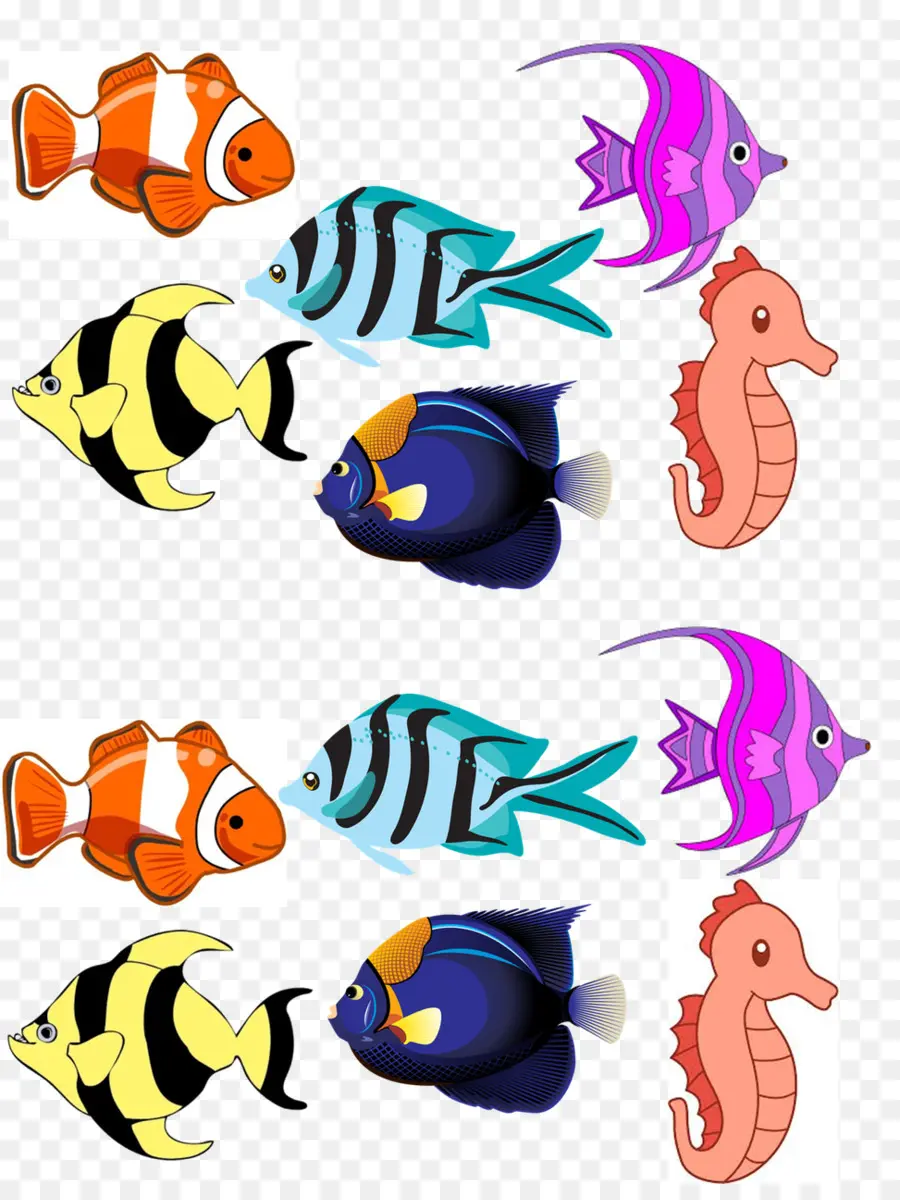 Ikan Kartun Berwarna Warni，Ikan PNG