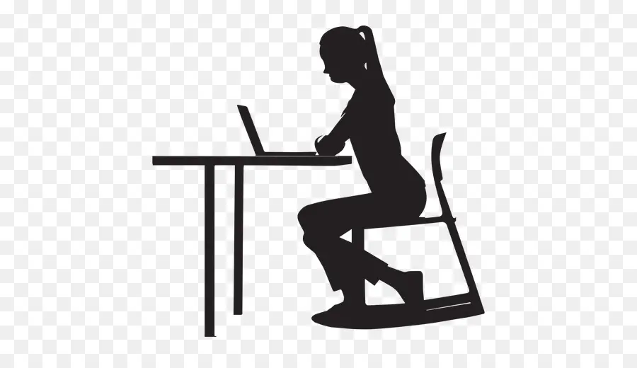 Wanita Di Meja，Laptop PNG