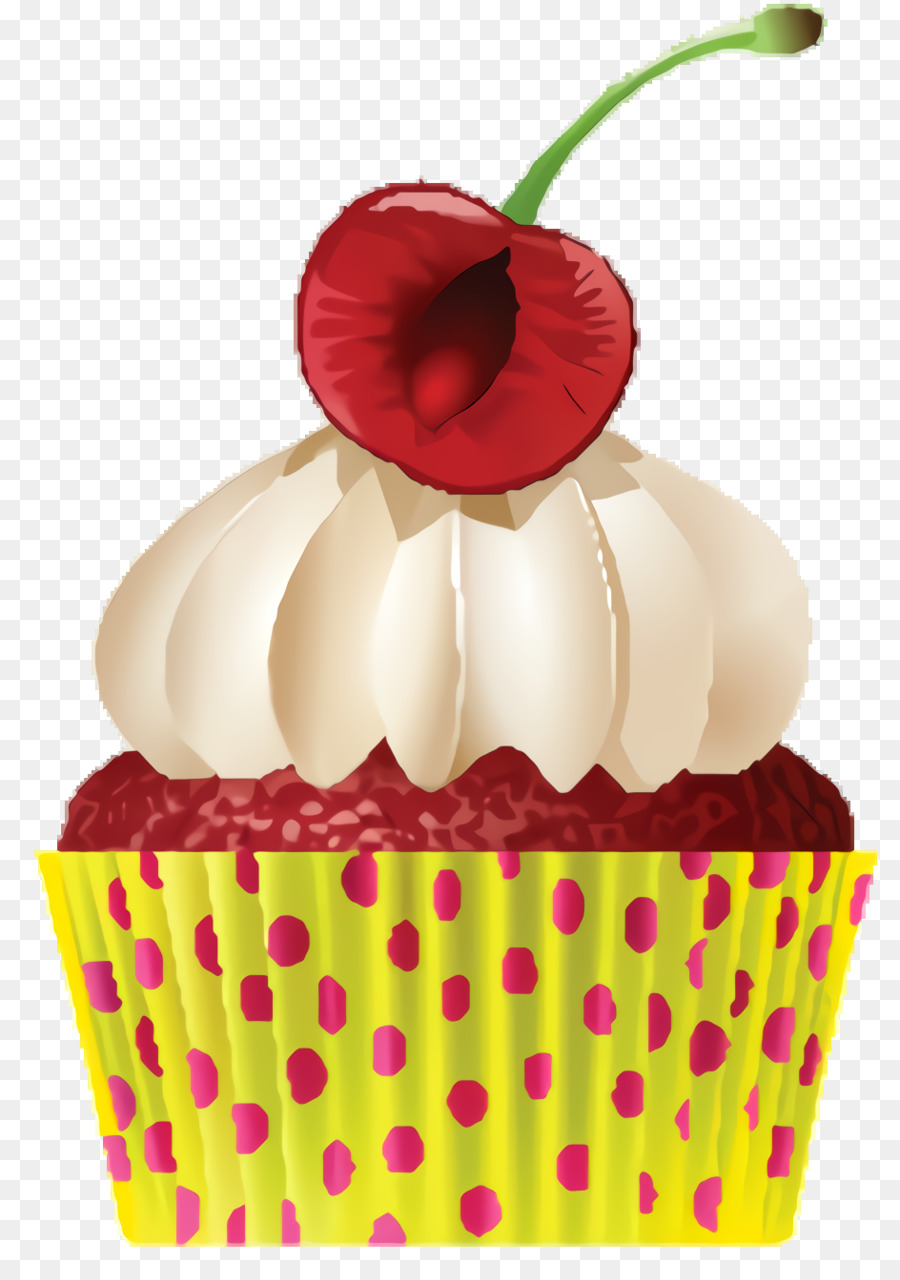 Cupcake Dengan Ceri，Hidangan Penutup PNG