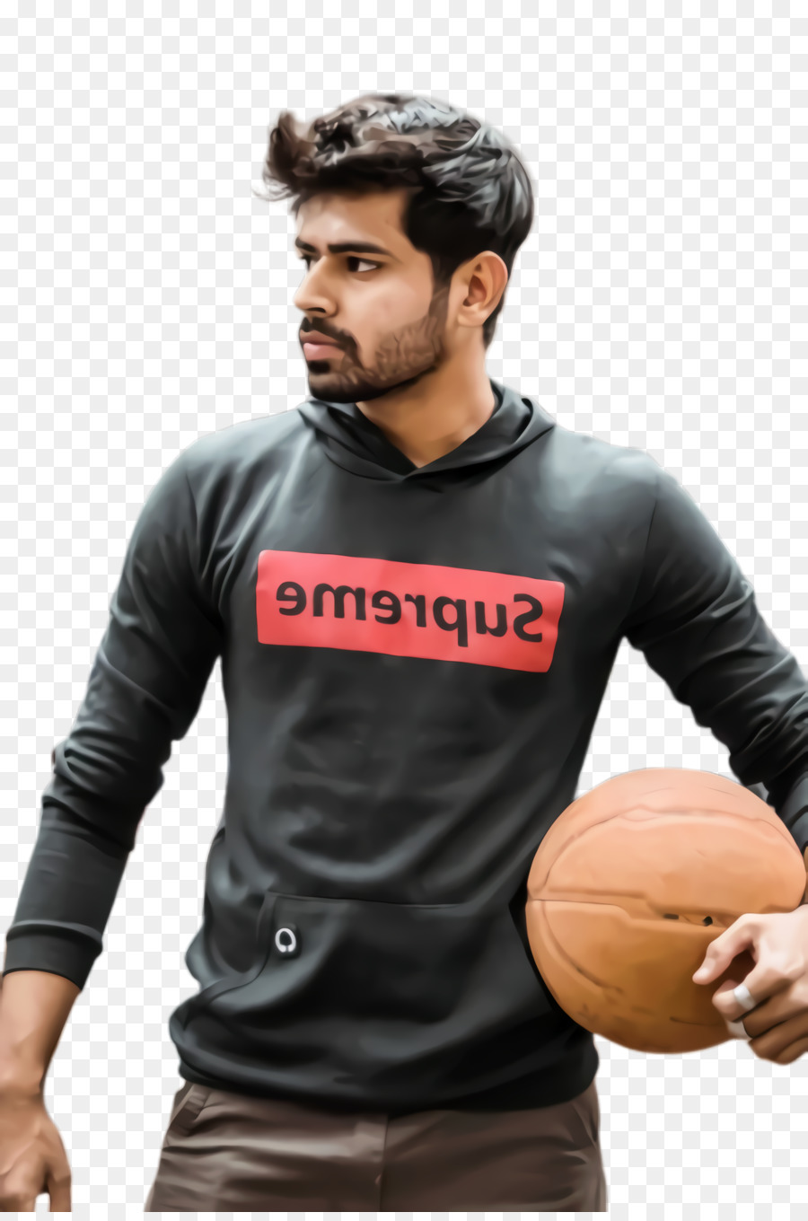 Pria Dengan Bola Basket，Hoodie Tertinggi PNG