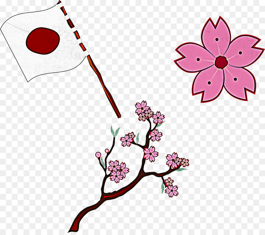 Bendera Jepang Dan Bunga Sakura，Jepang PNG