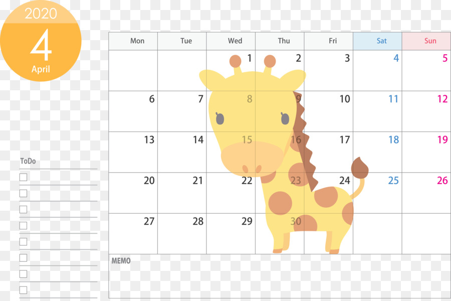 Jerapah，Kalender PNG