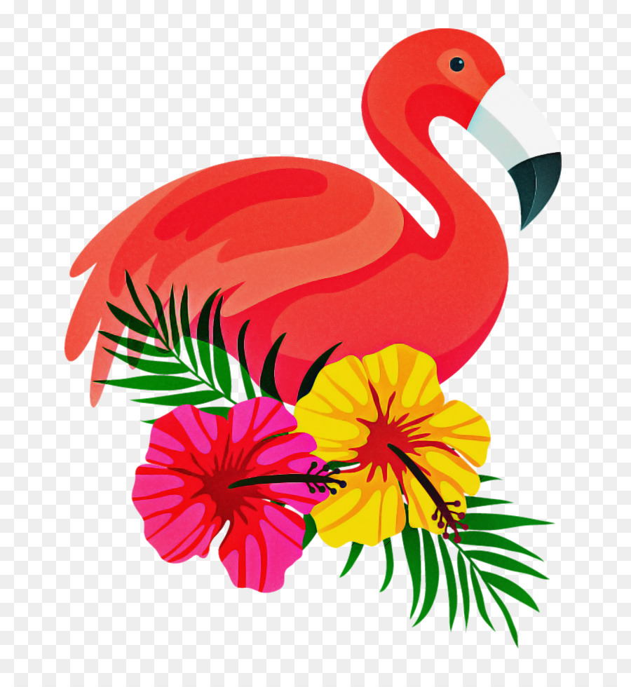 Flamingo Dengan Bunga，Tropis PNG