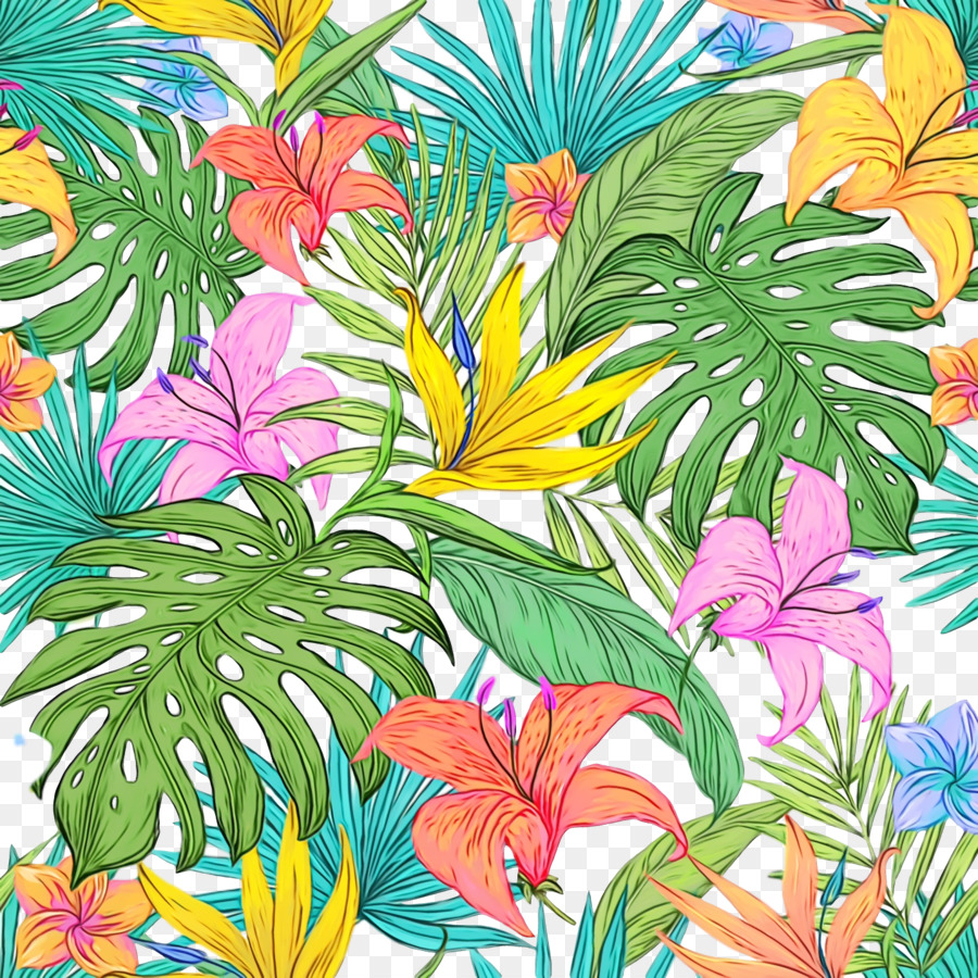 Тропические листья и цветы