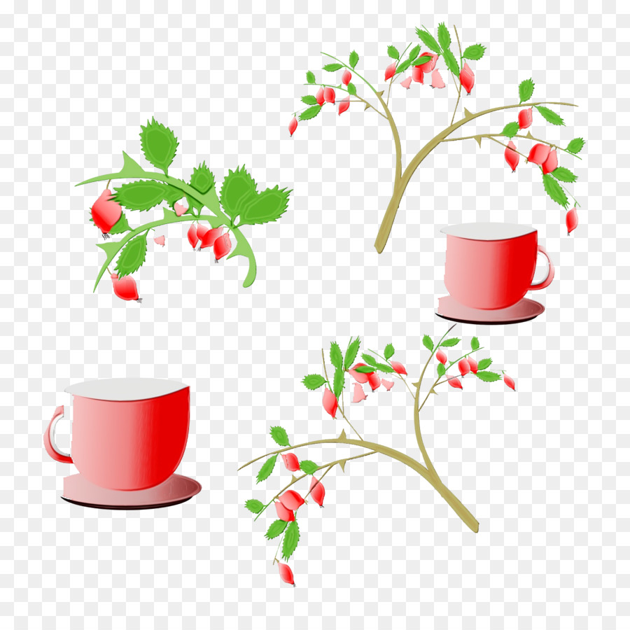 Cangkir Kopi，Desain Bunga PNG