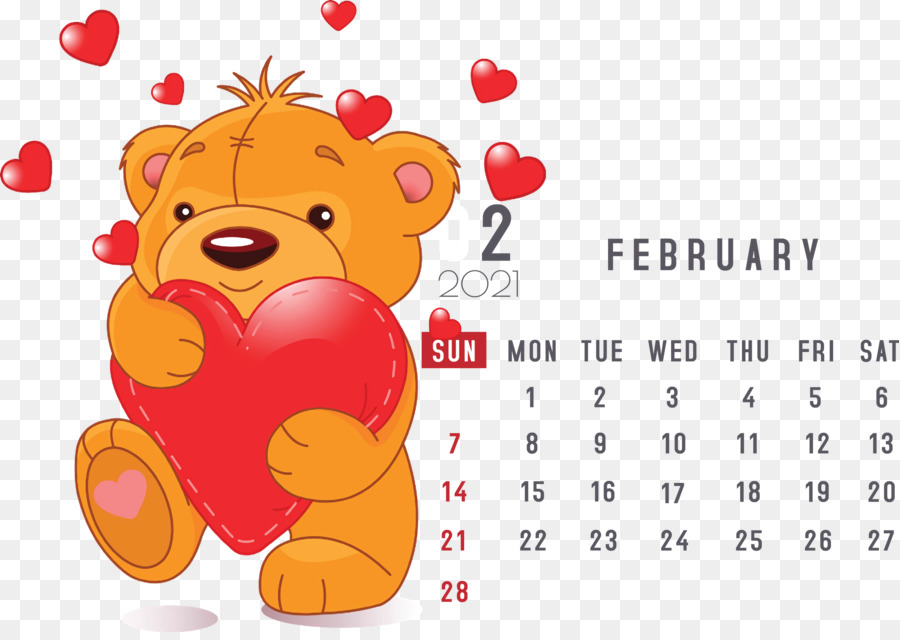 Kalender Februari，Boneka Beruang PNG