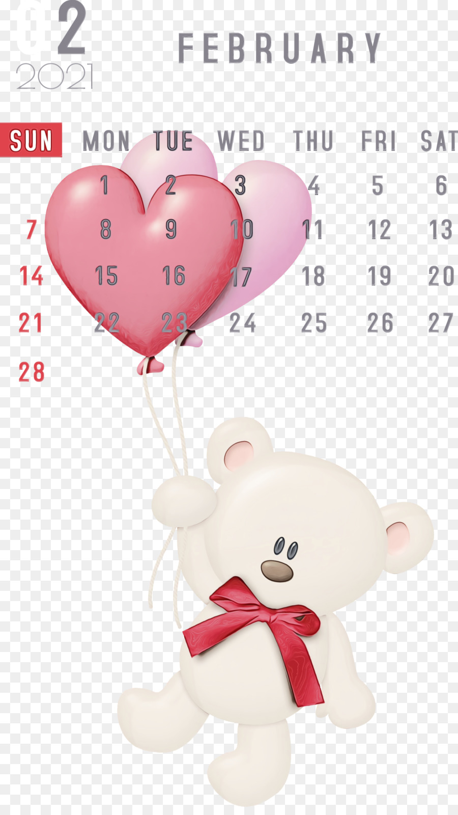 Kalender Februari，Boneka Beruang PNG