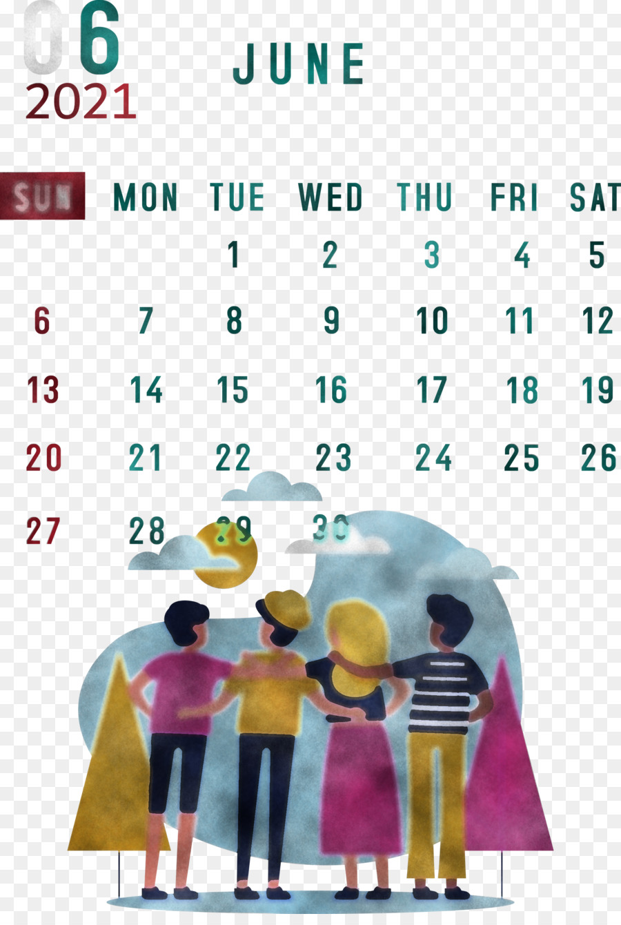 Kalender Juni，Bulan PNG