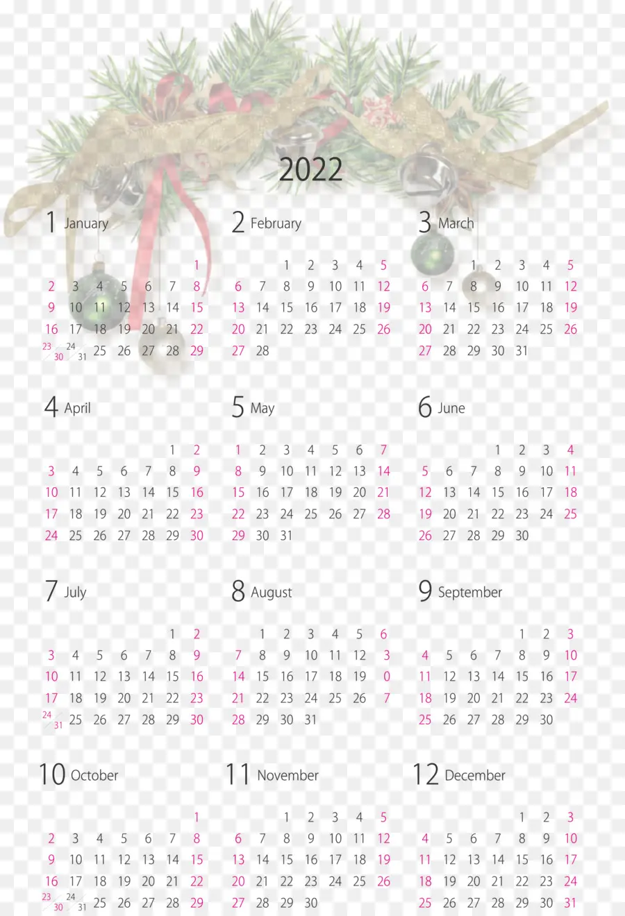 Kalender，2022 PNG