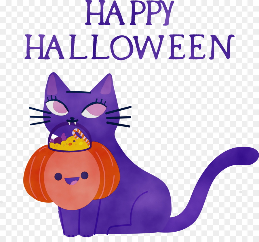 Kucing Halloween，Labu Kuning PNG