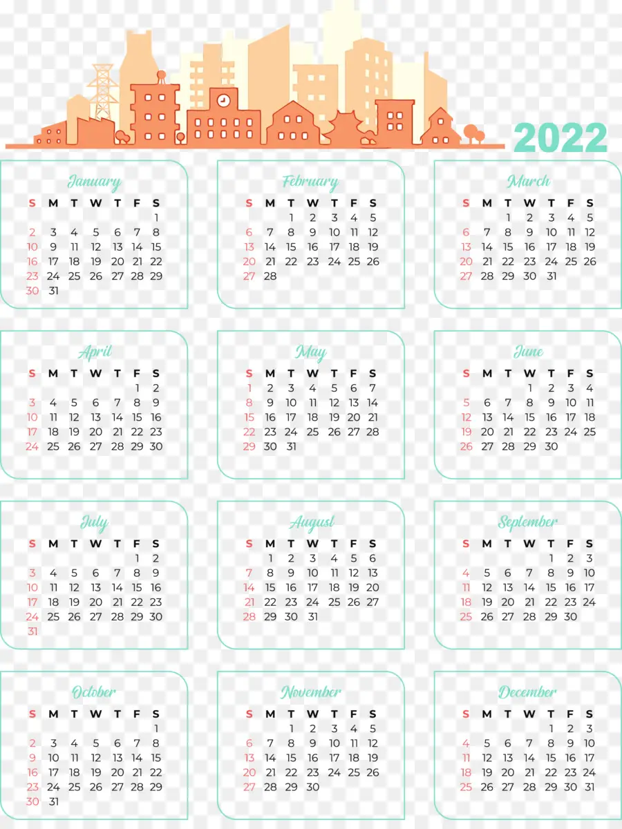 Kalender 2022 Dengan Cityscape，2022 PNG