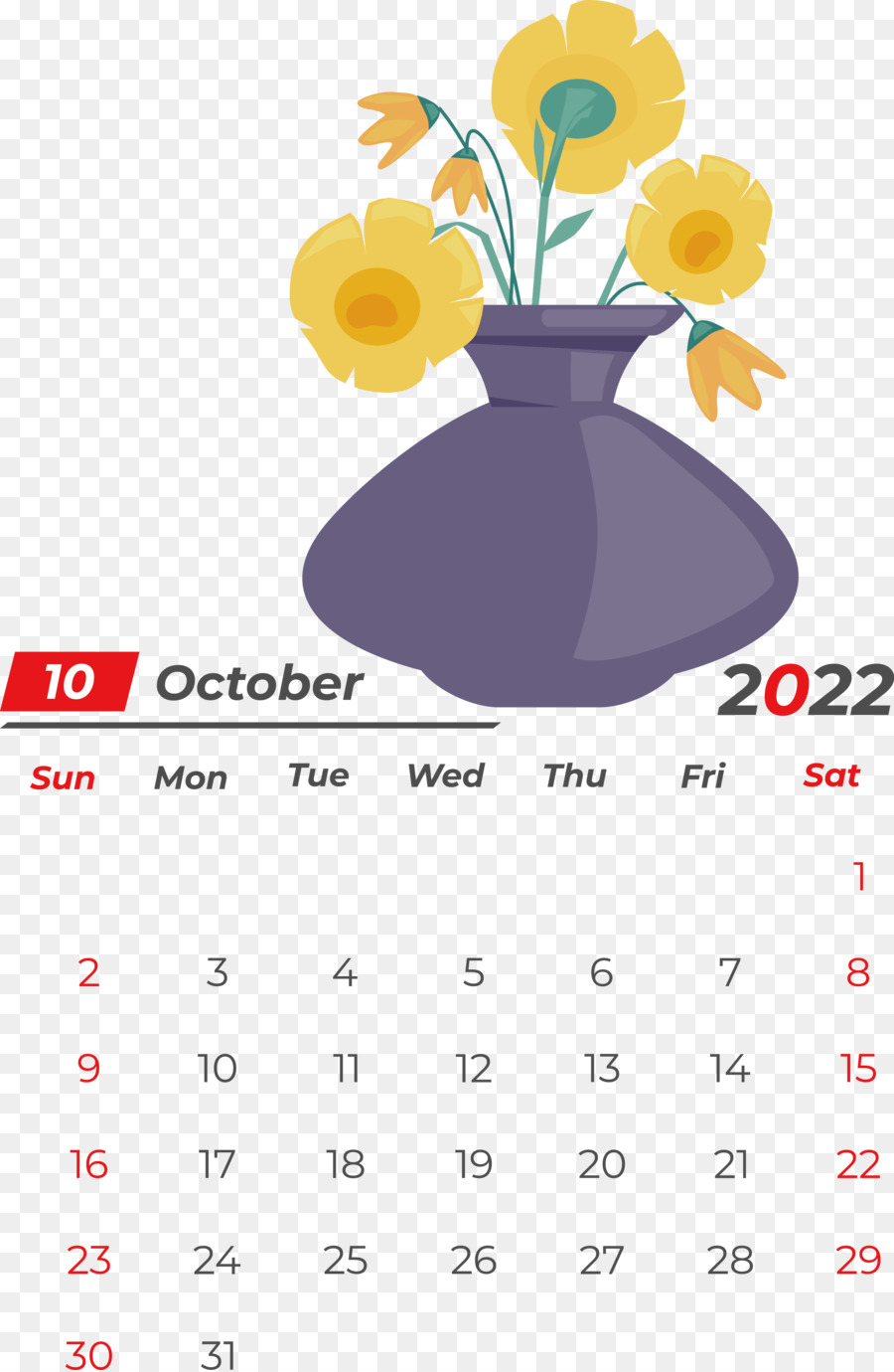 Kalender Oktober，2022 PNG