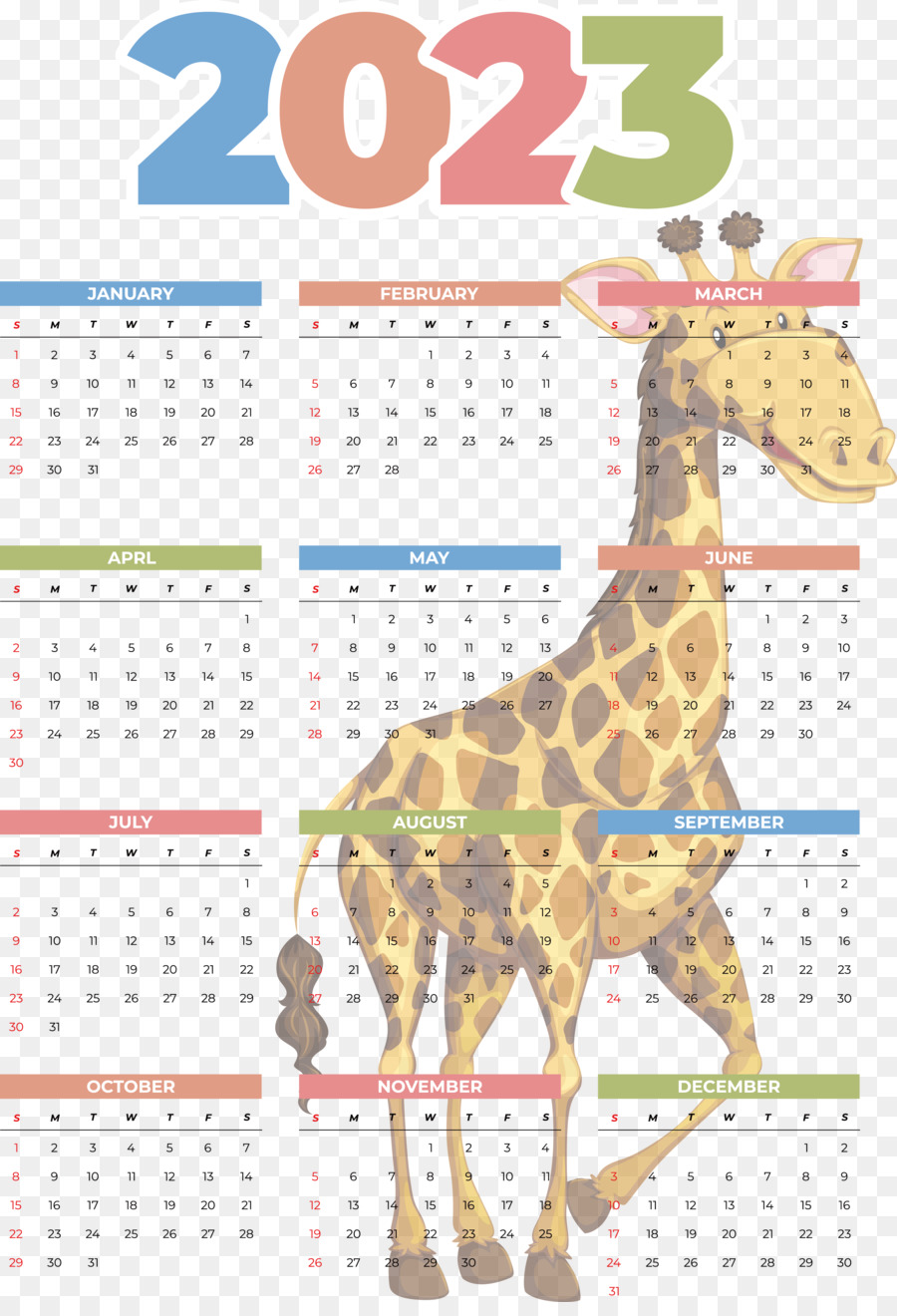 Jerapah，Kalender PNG