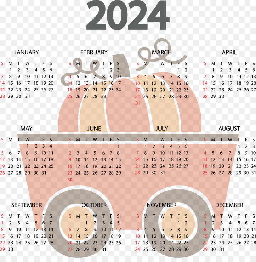 Kalender 2024 Dengan Gerobak Labu，Labu Kuning PNG