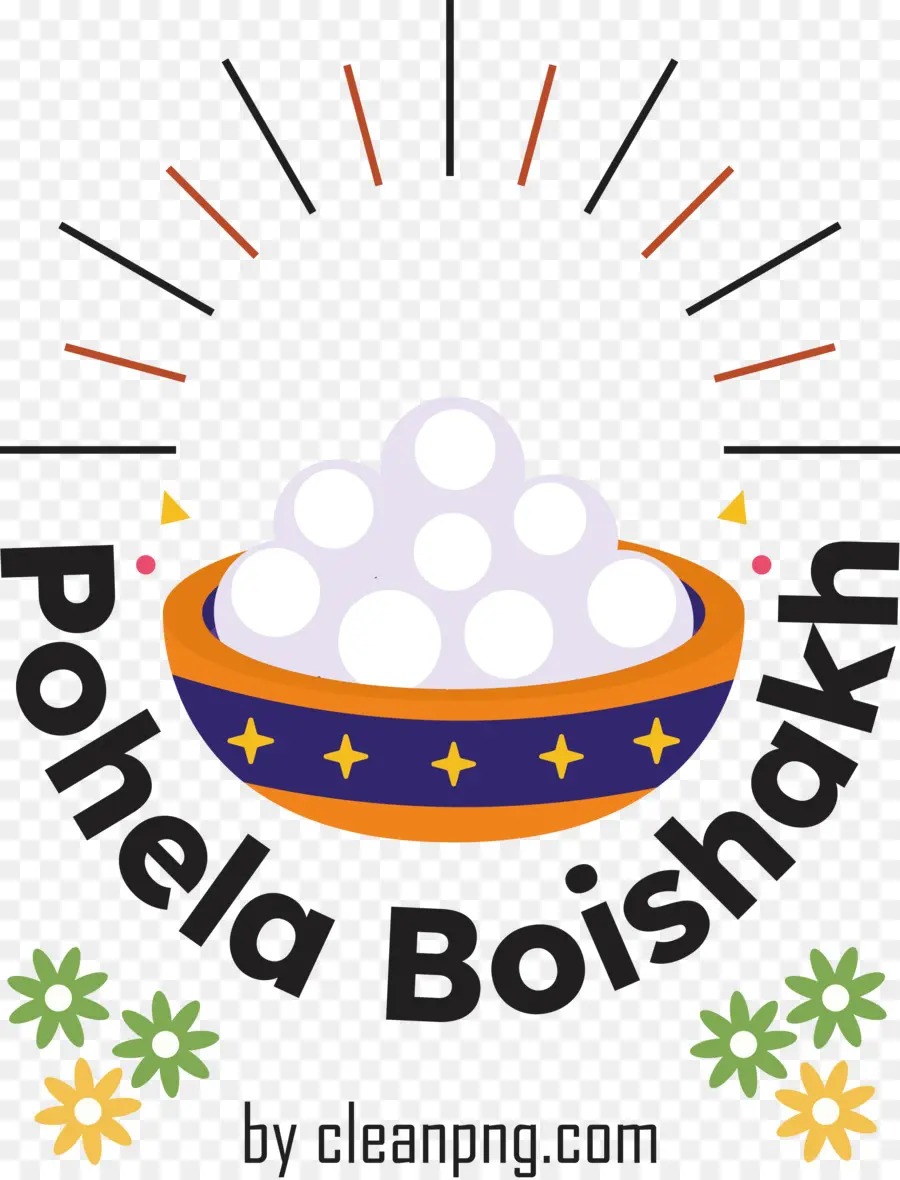 Pohela Boishakh，Mangkuk Dengan Bola Putih PNG