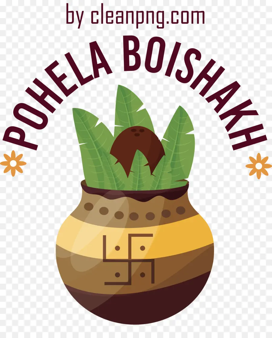 Pohela Boishakh，Pot Dengan Daun PNG