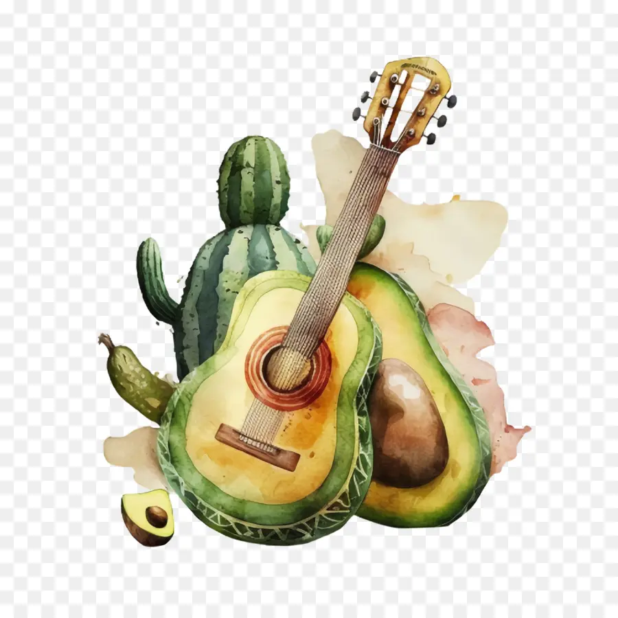 Cinco De Mayo，Cactus Bermain Gitar PNG