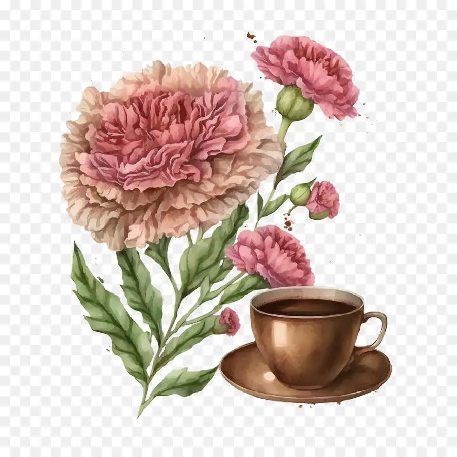 Bunga Carnations Cat Air，Bunga Anyelir Merah Muda PNG