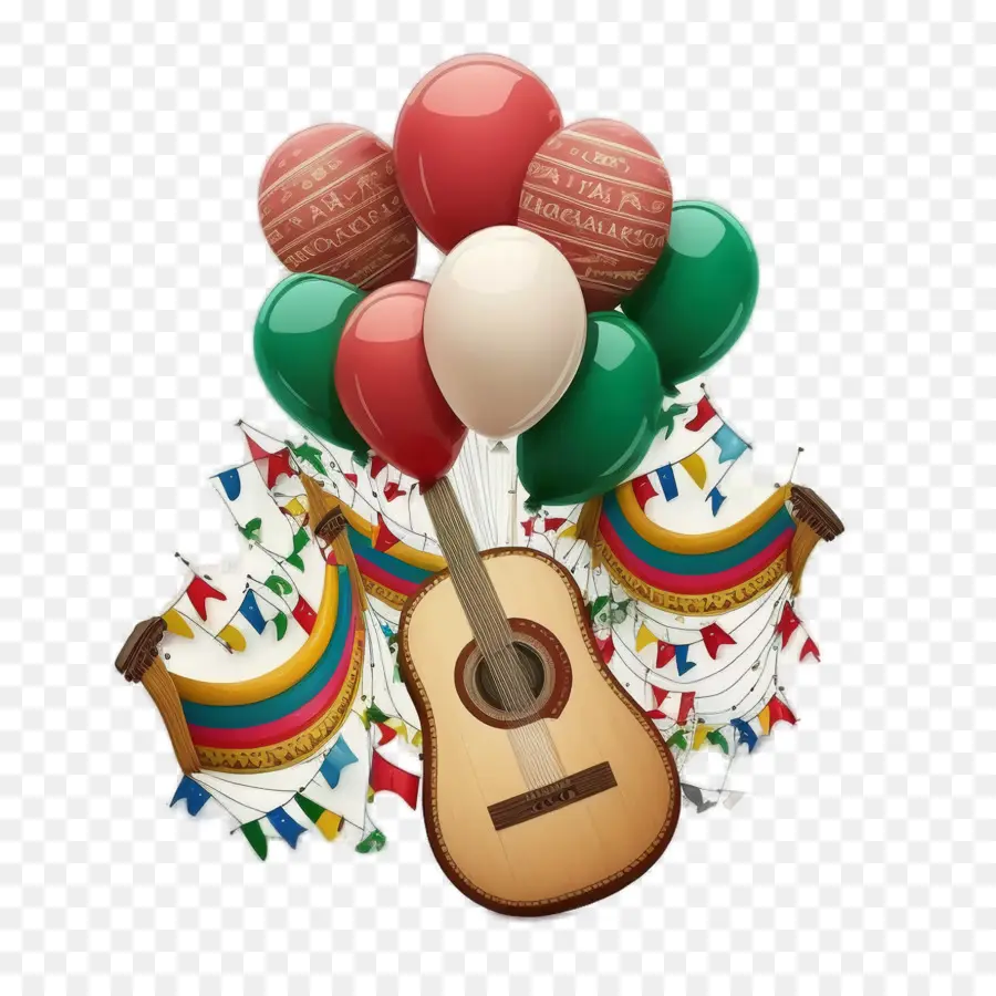 Cinco De Mayo，Gitar Dan Balon PNG