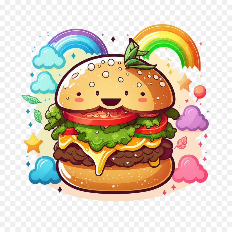 Hamburger Kartun，Hamburger Kawaii PNG