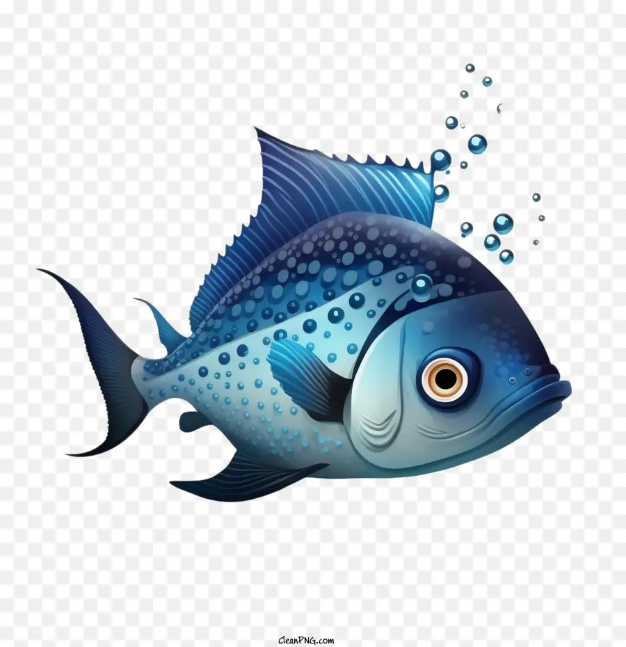 Ikan Kartun，Ikan Biru PNG