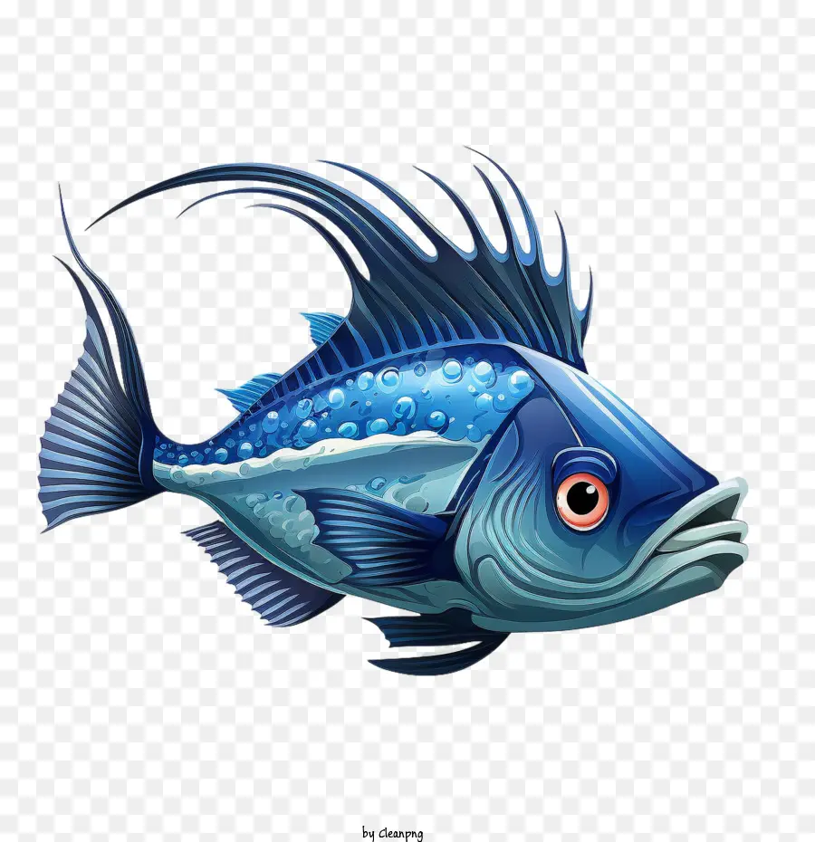 Ikan Kartun，Ikan Biru PNG