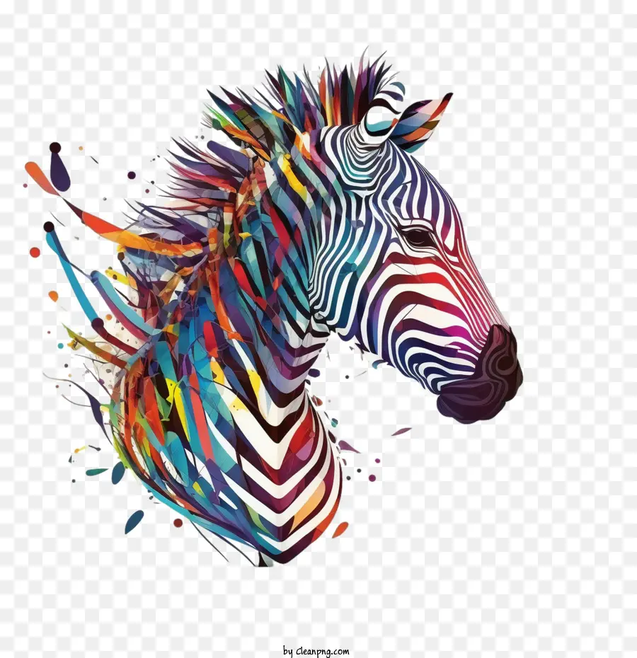 Zebra Berwarna Warni，Abstrak Zebra PNG