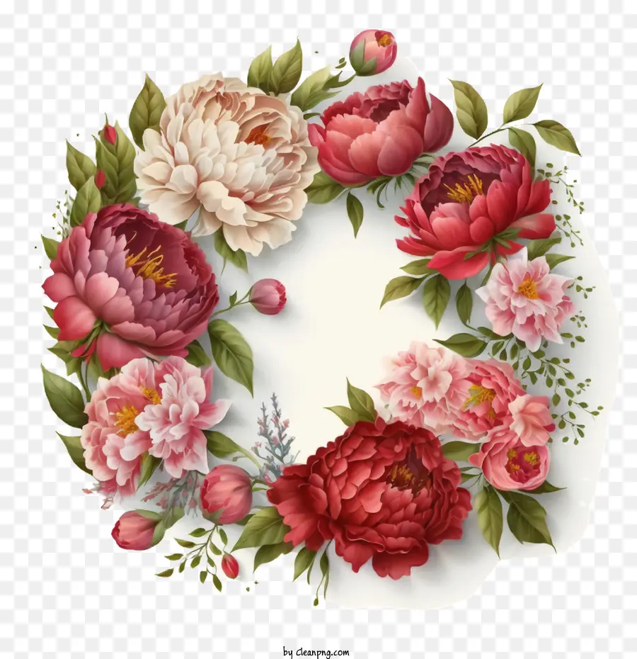Peony Merah Dan Merah Muda，Karangan Bunga Peony PNG