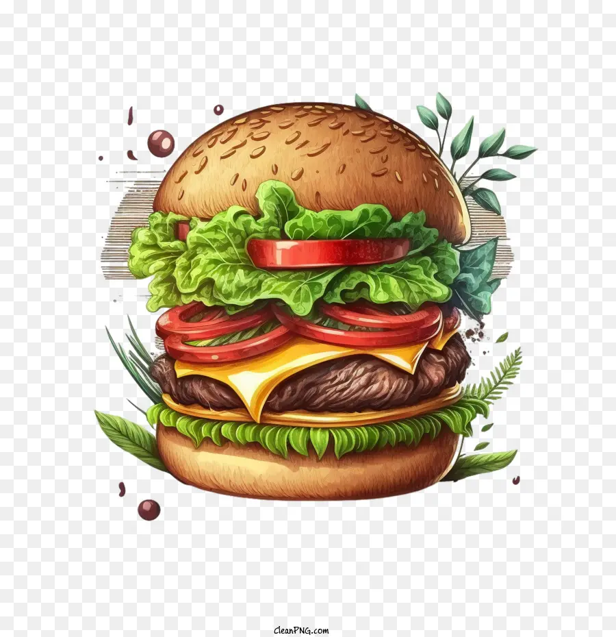 Burger Yang Digambar Tangan， PNG