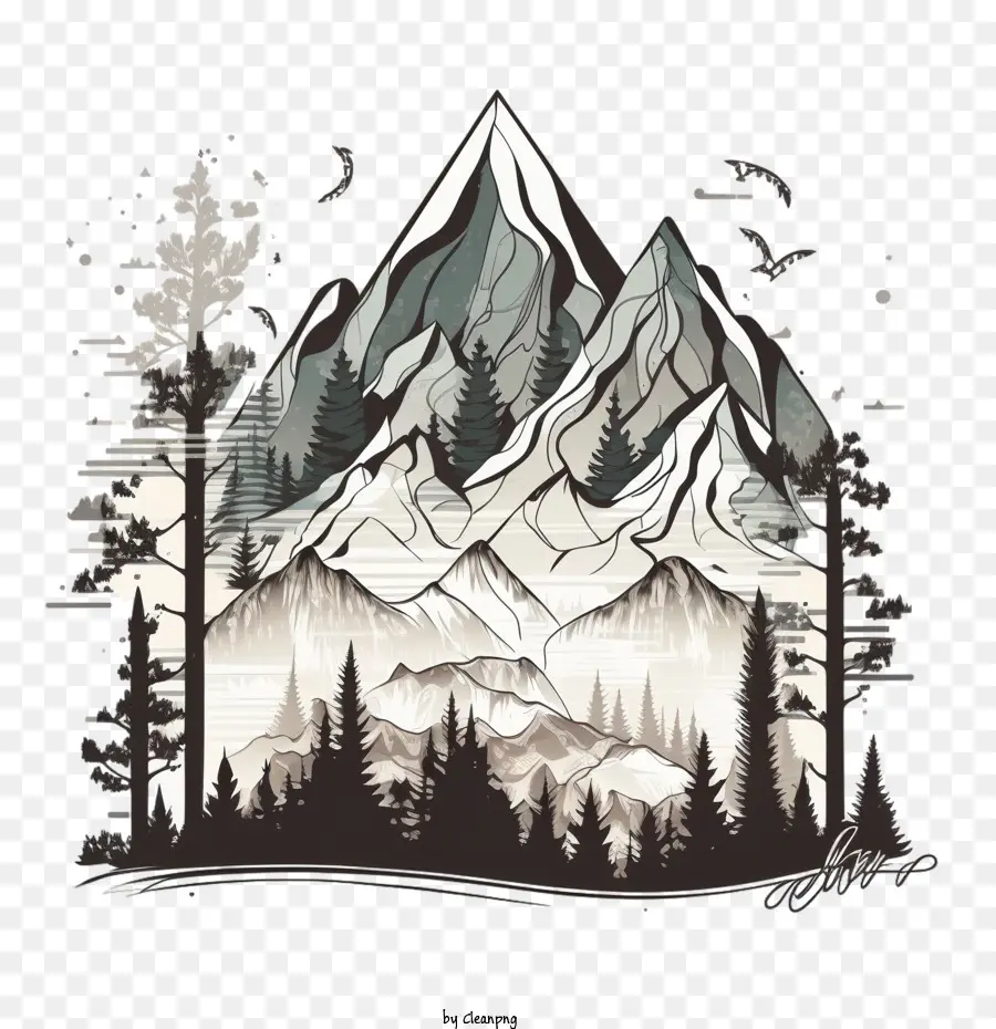 Gunung Doodle，Gunung Dengan Pohon Pinus PNG