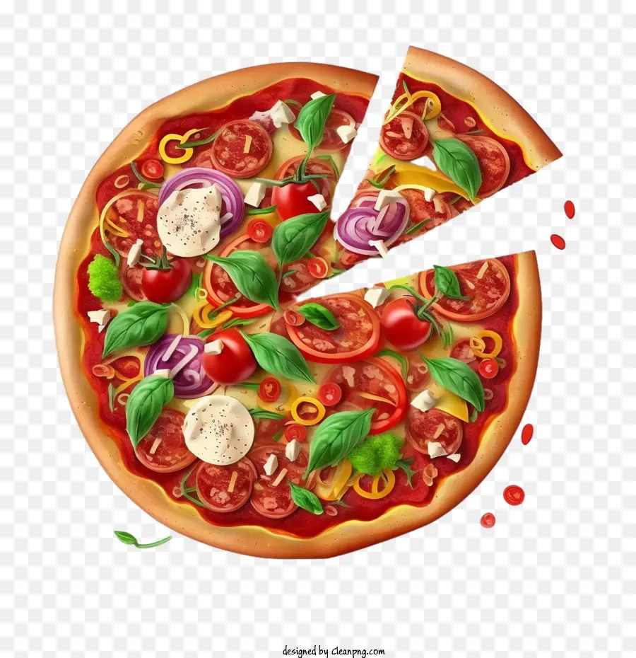 Pizza Yang Realistis，Pizza 3d PNG