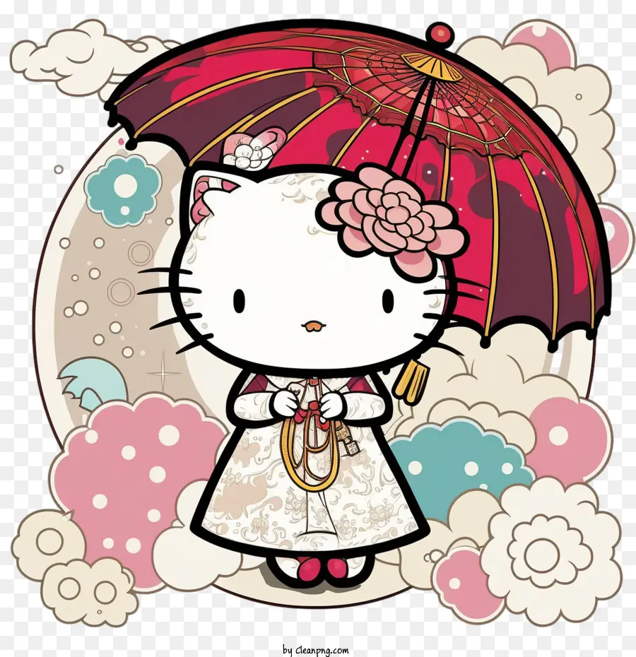 Halo Kitty，Hello Kitty Dengan Payung PNG