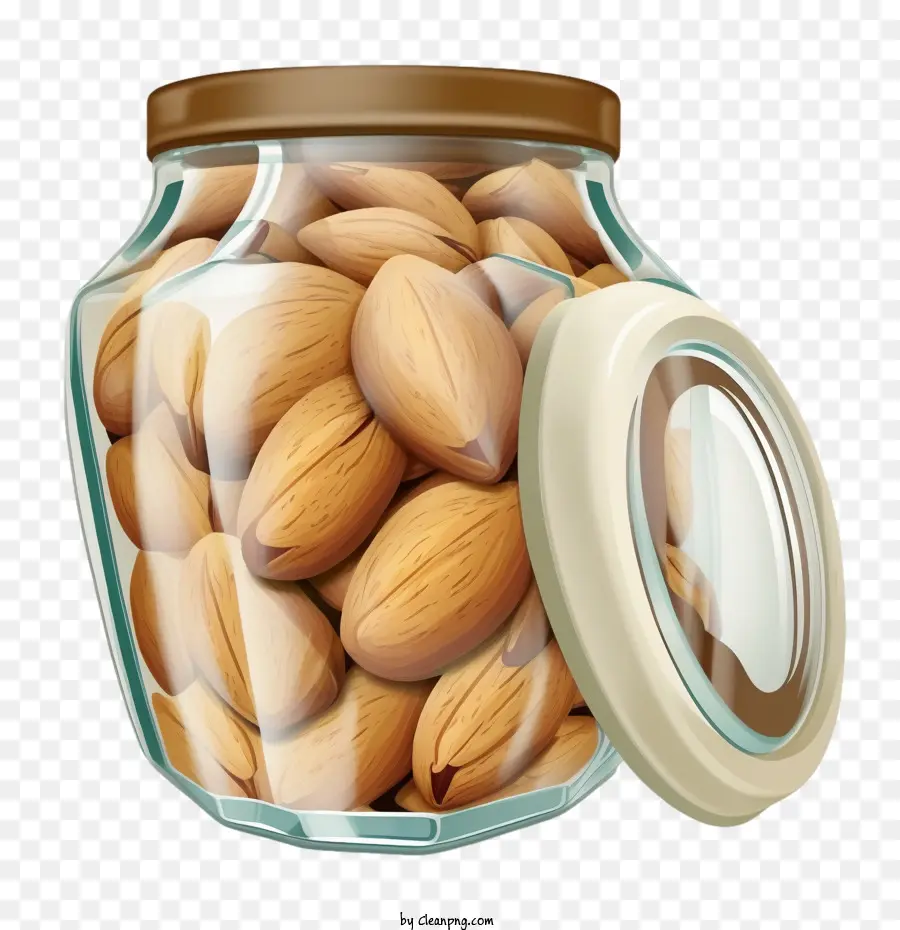Almond Dalam Toples Kaca，Almond PNG