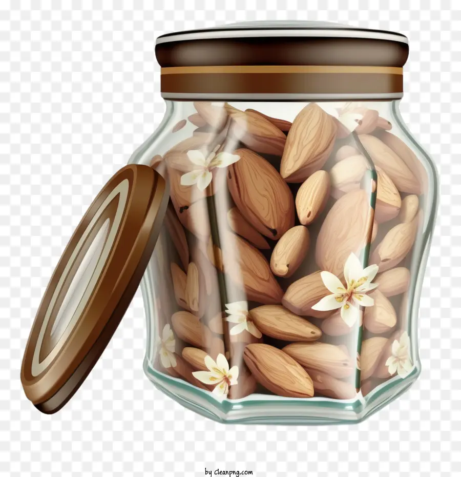 Almond Dalam Toples Kaca，Almond PNG