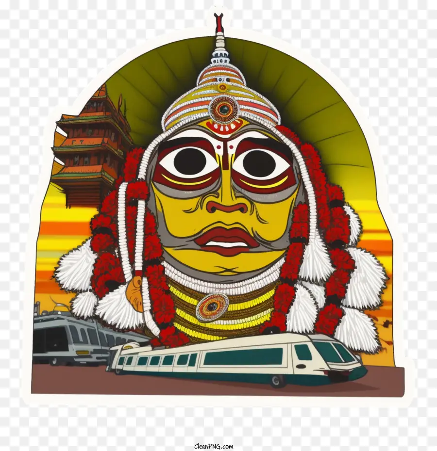 Puri Rath Yatra，Topeng Berwarna Warni PNG