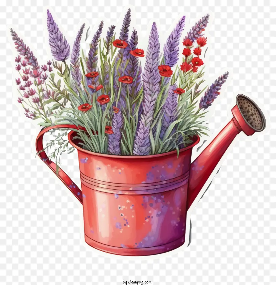 Bunga Lavender，Penyiraman Kaleng Dengan Bunga PNG