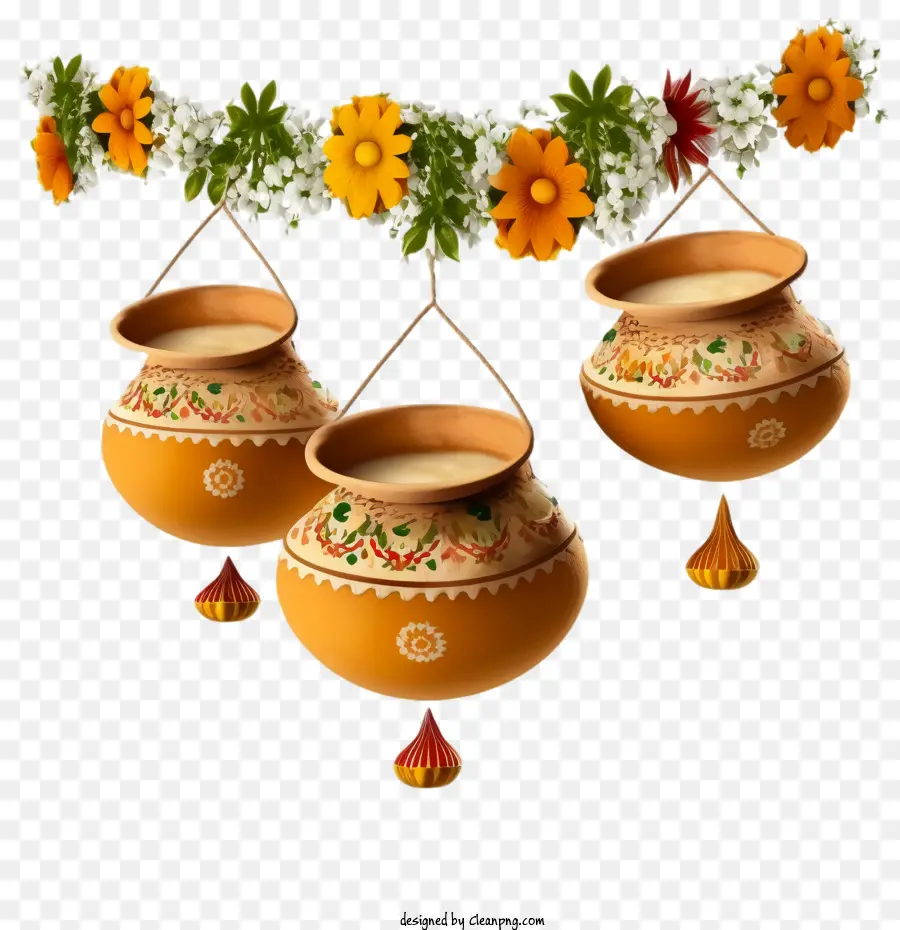 Krishna Janmashtami，Pot Dekoratif PNG