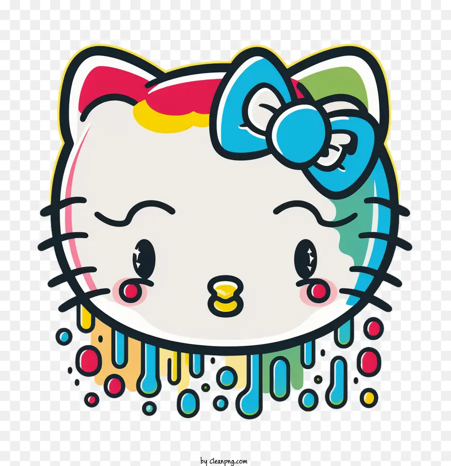 Kawaii Hello Kitty，Wajah Kucing Berwarna Warni PNG