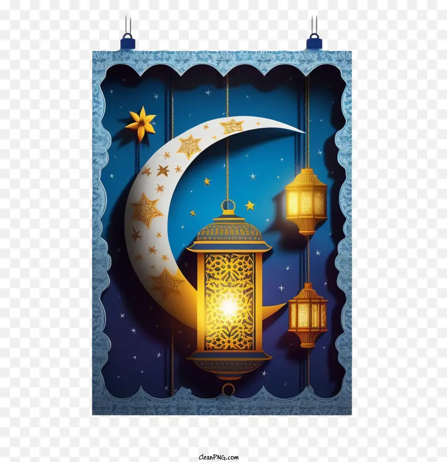 Ramadhan Kareem，Bulan Dan Lentera PNG