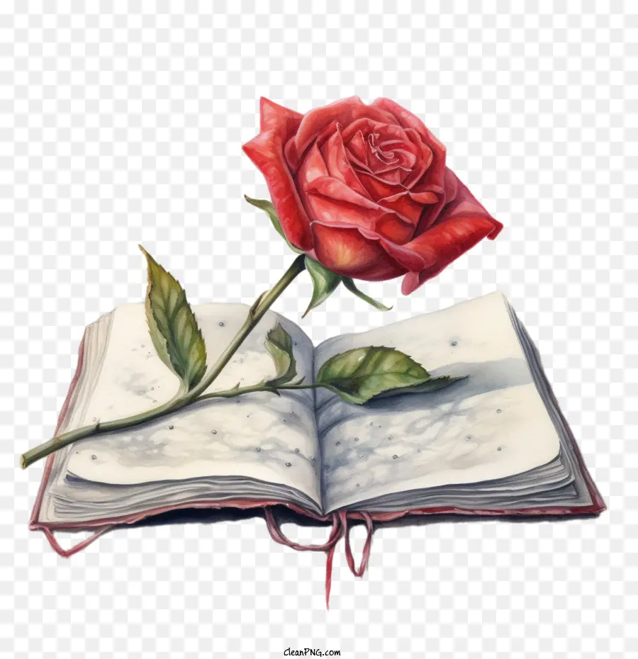 Cat Air Bunga Mawar Merah，Buku Yang Terbuka PNG