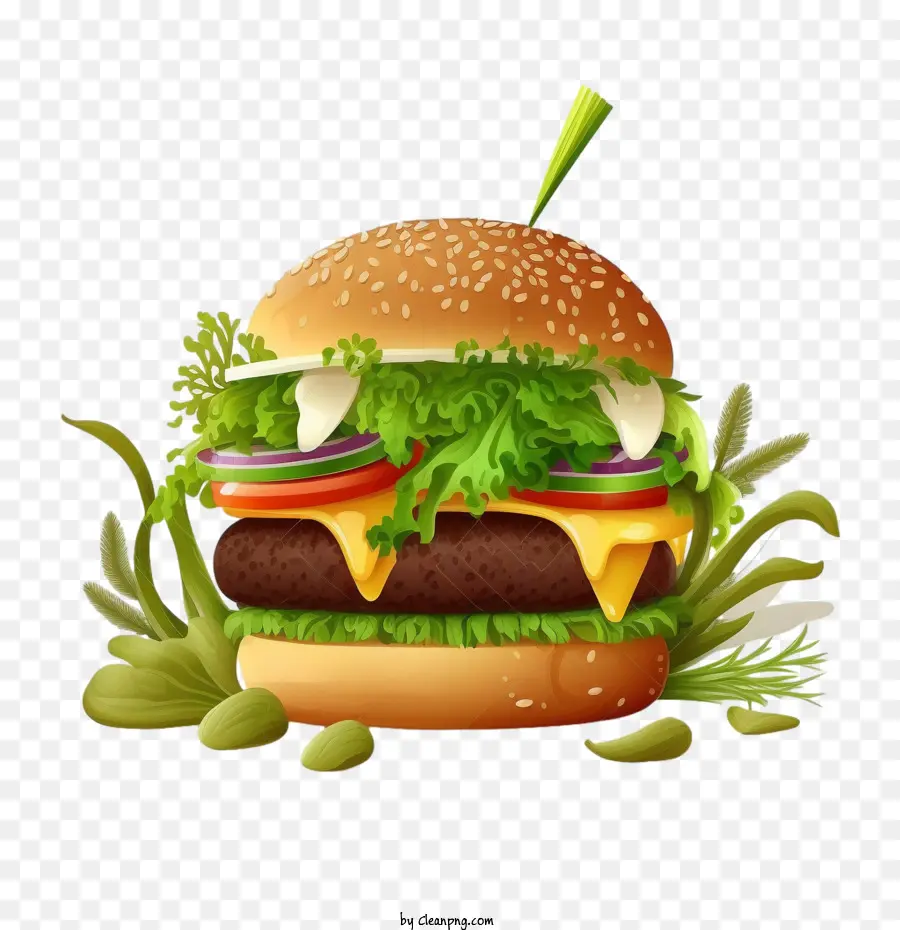 Burger Kartun，Kartun Hamburger PNG