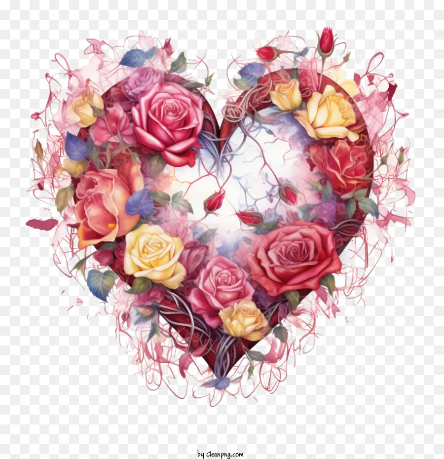 Bunga Hati，Rose Jantung PNG