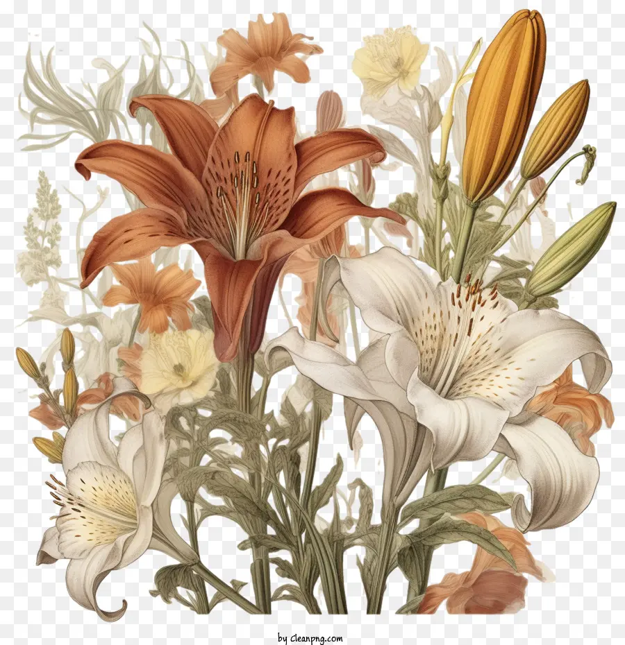 Bunga Lily Antik，Bunga Lily PNG