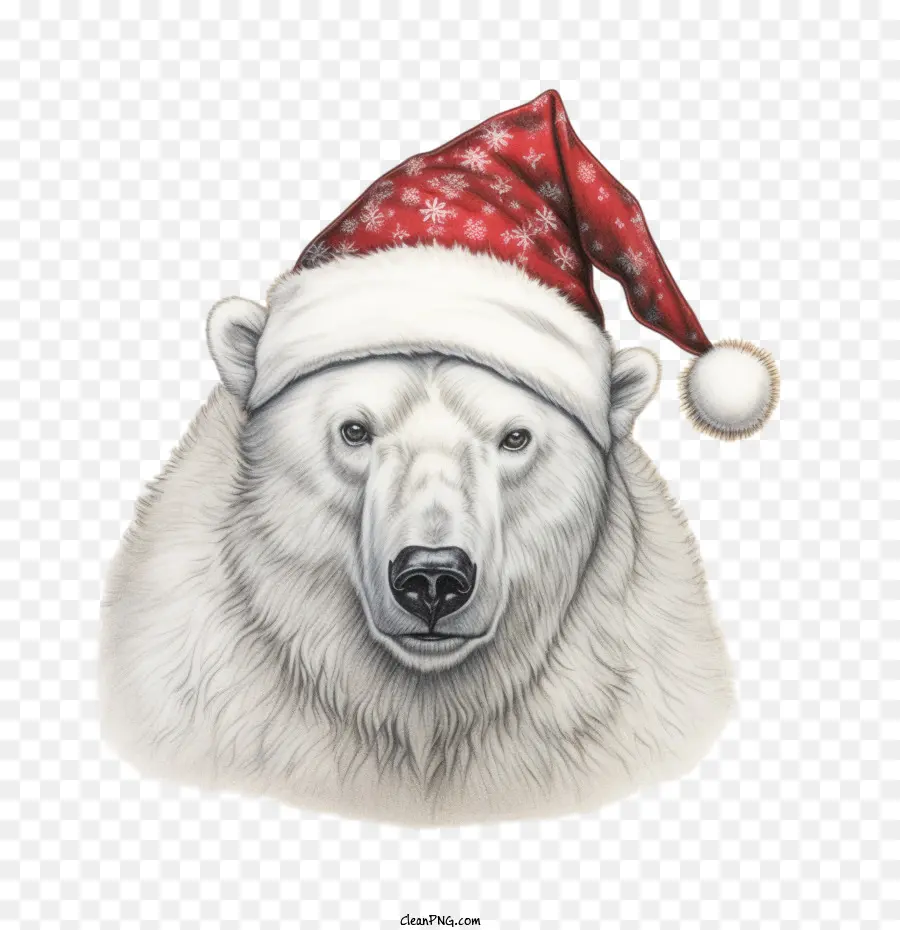 Beruang Kutub，Topi Santa PNG