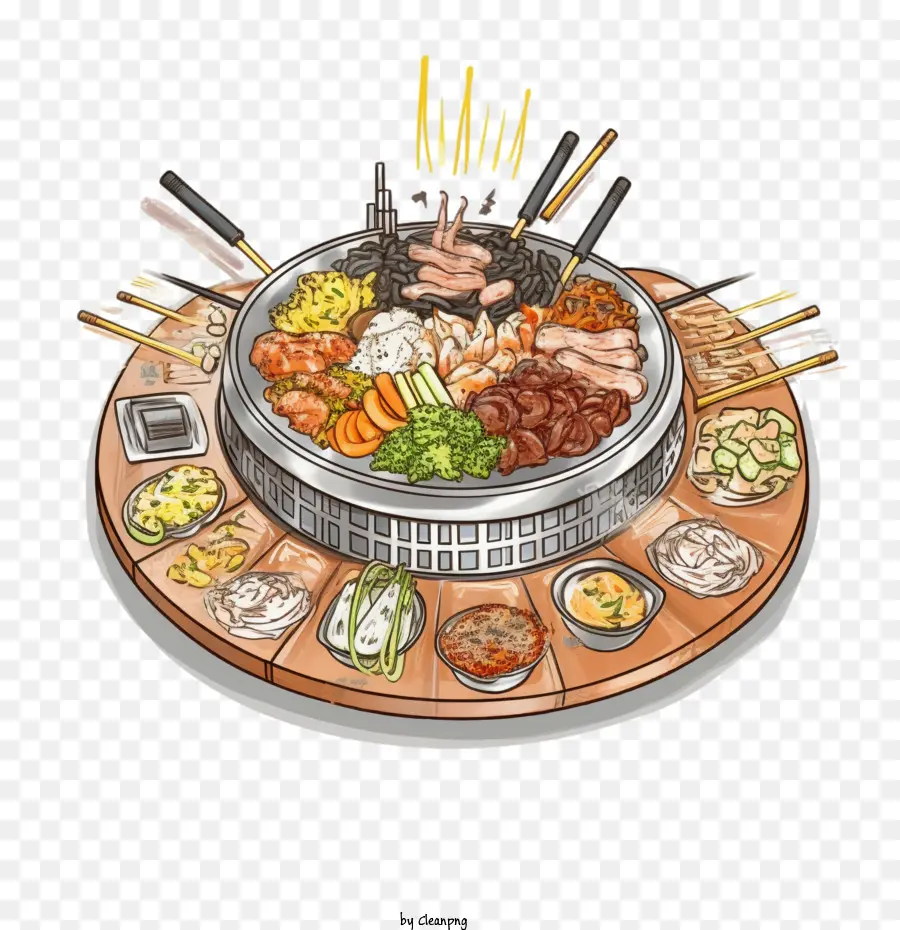 Makanan Korea Doodle，Makanan Korea PNG