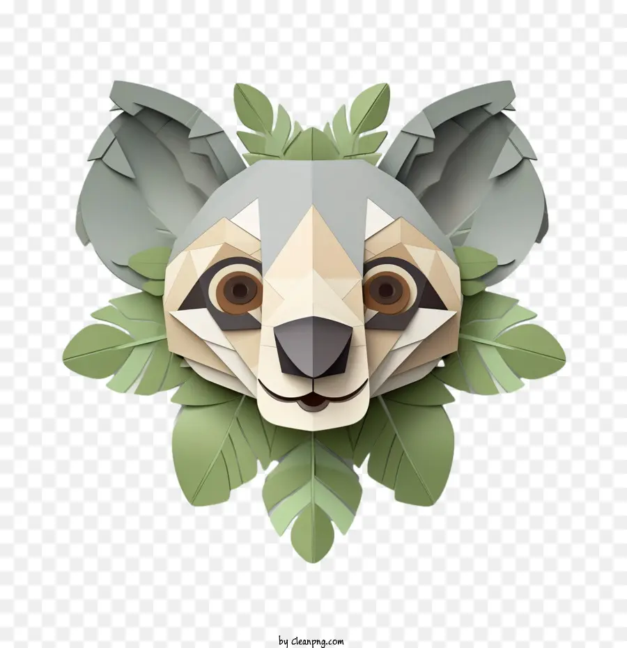 Koala，Wajah Hewan Geometris PNG