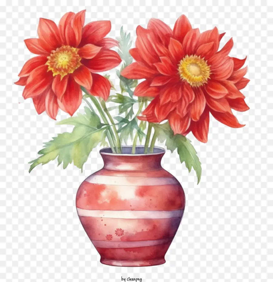 Bunga Dahlia，Vas Bunga PNG