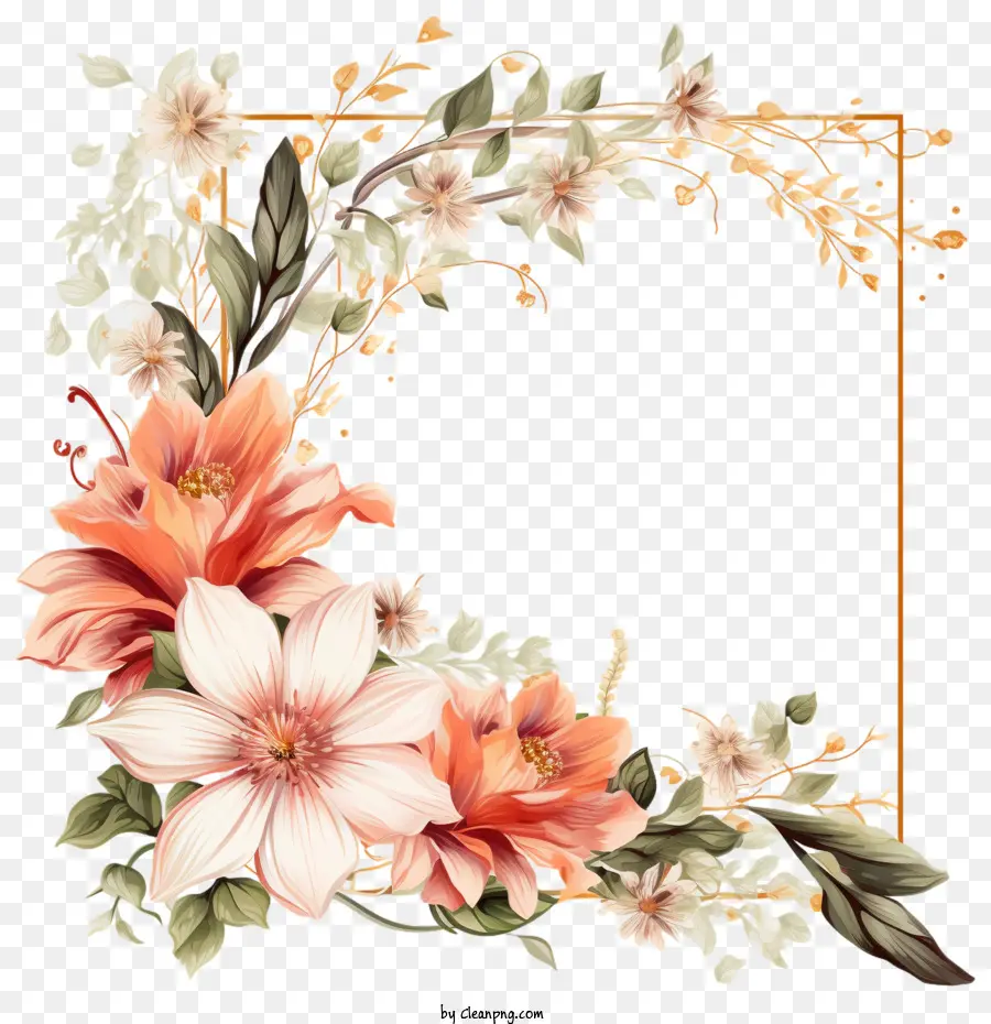 Bingkai Bunga，Bunga Bunga Persik PNG