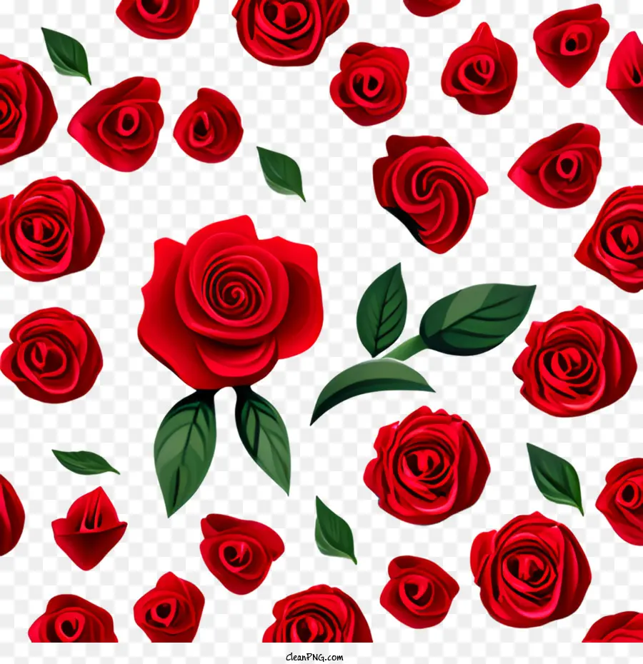 Mawar Merah，Pola Mulus PNG